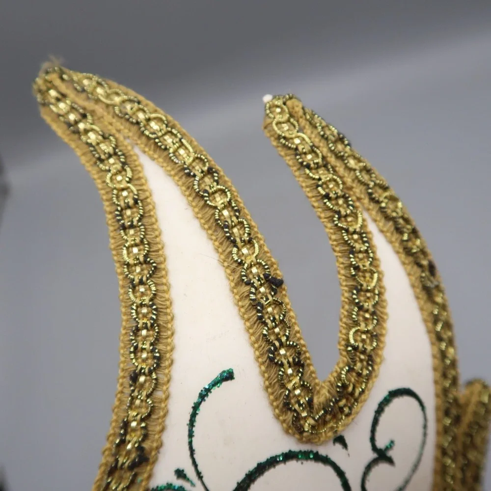 Venezia‎ Hand Painted Mask Italy Halloween Masquerade Gold Green Paper Mache